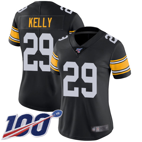 Women Pittsburgh Steelers Football 29 Limited Black Kam Kelly Alternate 100th Season Vapor Untouchable Nike NFL Jersey